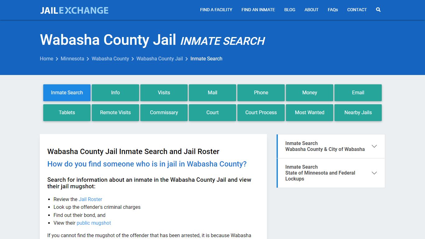 Inmate Search: Roster & Mugshots - Wabasha County Jail, MN