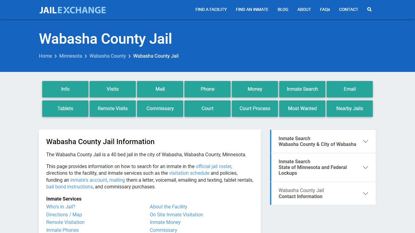 Wabasha County Jail, MN Inmate Search, Information